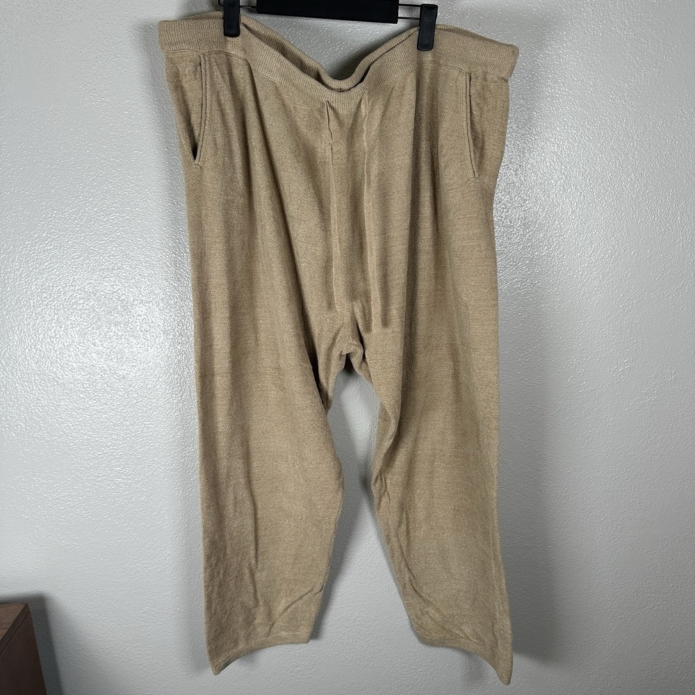 Barefoot Dreams‎ CozyChic Ultra Lite Ribbed Lounge Pants 3XPetite Tan Knit Crop